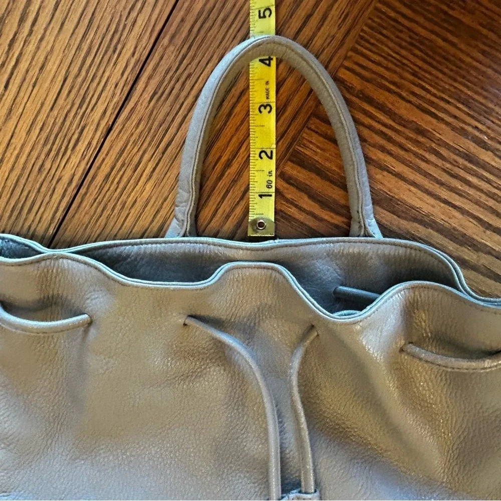 Stone Mountain Taupe Leather Satchel Drawstring